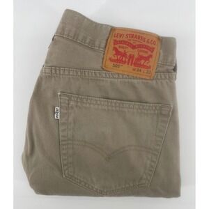 Levi's 505 Regular Fit Pants Mens 34x32 Khaki Tan Straight Leg Cotton Twill
